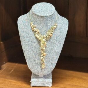 You and I brand beaded necklace cream gold silver